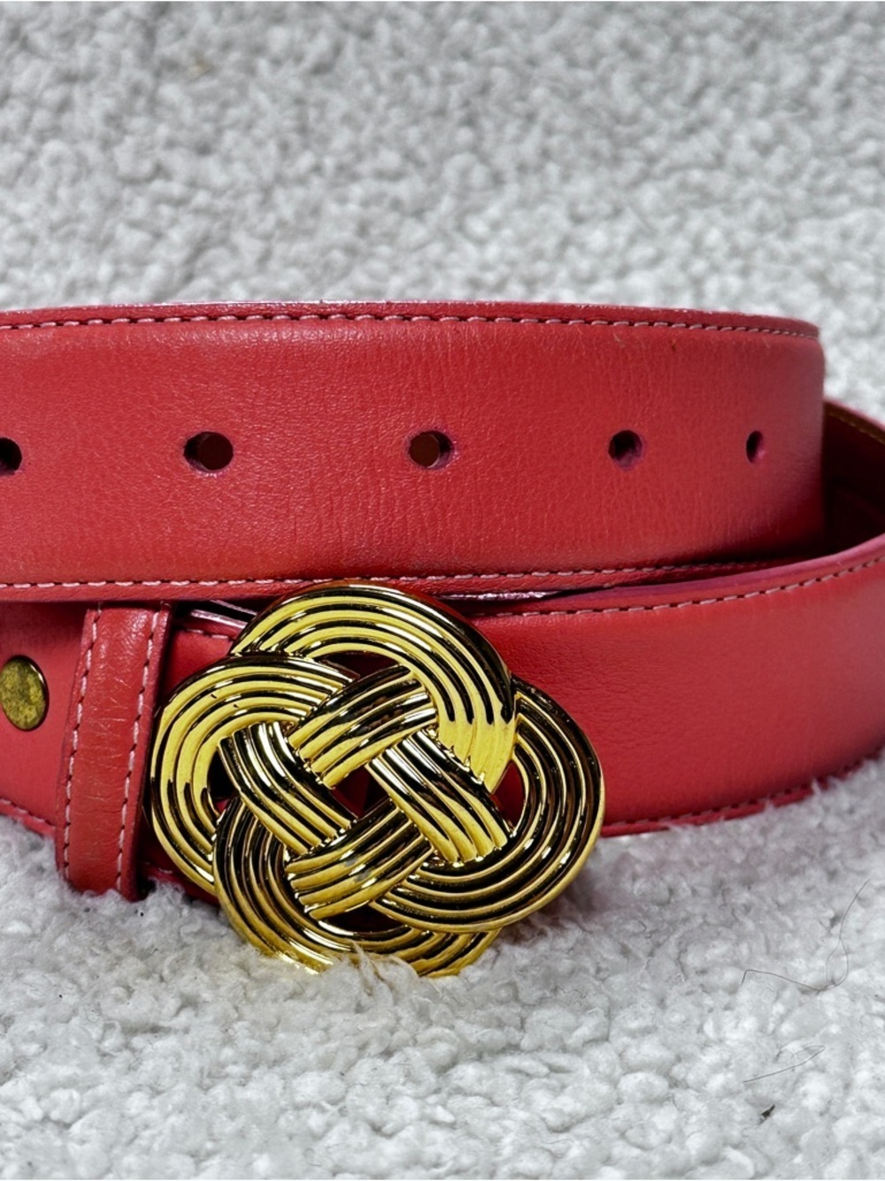 Vineyard Vines Pink Squid Wide (1.25โ) Belt Gold Infinity Buckle, Made in USA, S